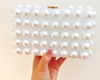 PEARL CLUTCH BAG | Hen clutch bag | bridal clutch bag | wedding day bag | bachelorette clutch bag | bridal gift