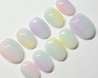 Cotton Candy Nails | Press On Nails | Marble Nails | Random Color Nails | Artsy Nails | Aesthetic Nails | Jelly Nails | Neows By Mieu