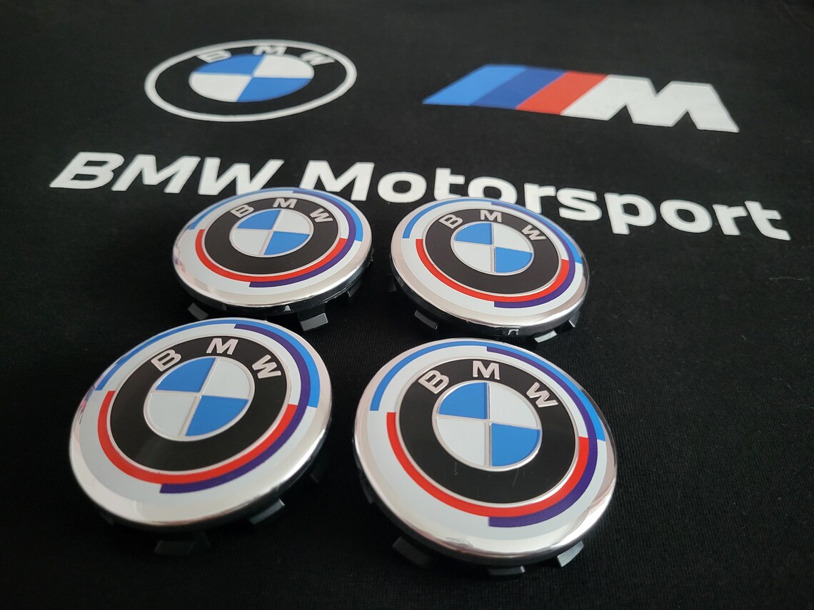 56mm BMW Wheel Caps Set Of 4 BMW Alloy Wheel Centre Caps - 50th