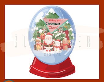 Christmas Sublimation Printable Snow globe Png Digital Download, Greeting Card Gift Tag Jumper Design Png Instant Download