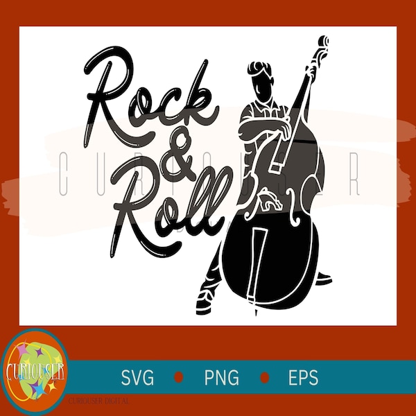 Rock n Roll SVG Printable Sublimation Png Digital Download, Rockabilly Svg Cricut Cut File, Silhouette Wall Art Decor Eps Instant Download