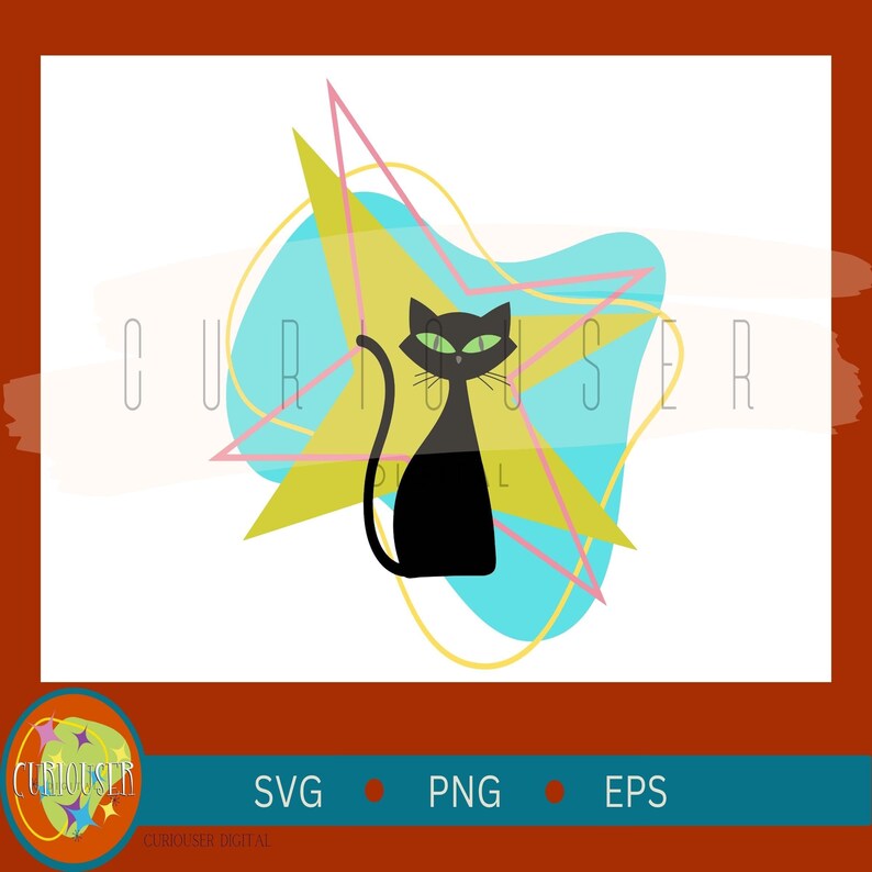 Printable Atomic Cat SVG Sticker Designs Digital Download Mid - Etsy