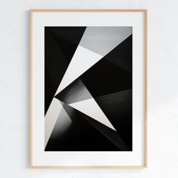 Abstract Geometric Pattern, Sophisticated Black and White Art, Modern Balance and Harmony Decor, Minimalist Printable Artwork Download