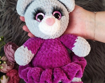 Gehaakte teddybeer, teddybeer knuffel, gehaakte teddybeer in jurk, gehaakte teddybeer pluche