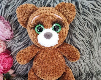 Gehaakte teddybeer, teddybeer knuffel, gehaakte bruine teddybeer, gehaakte teddybeer pluche