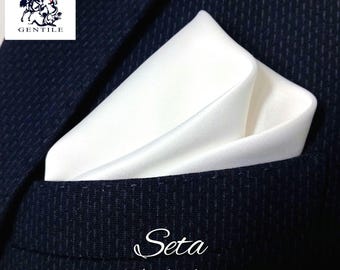 FAZZOLETTO da taschino 100% SETA, tinta unita, PERSONALIZZABILE, cucito/rifinito a mano in Italia