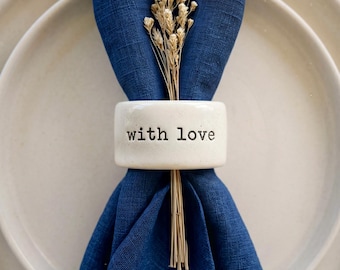 Personalized Ceramic Napkin Rings, Speckled Stoneware, Custom Name Place Settings, Table Decor
