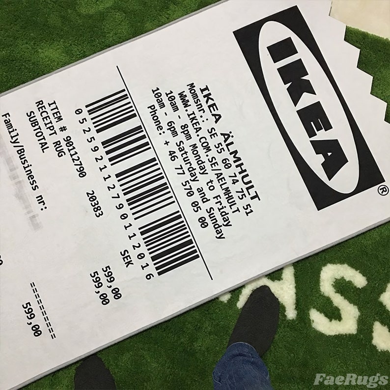 Handcrafted IKEA Receipt Rug Tufted Receipt Carpet for Etsy.de