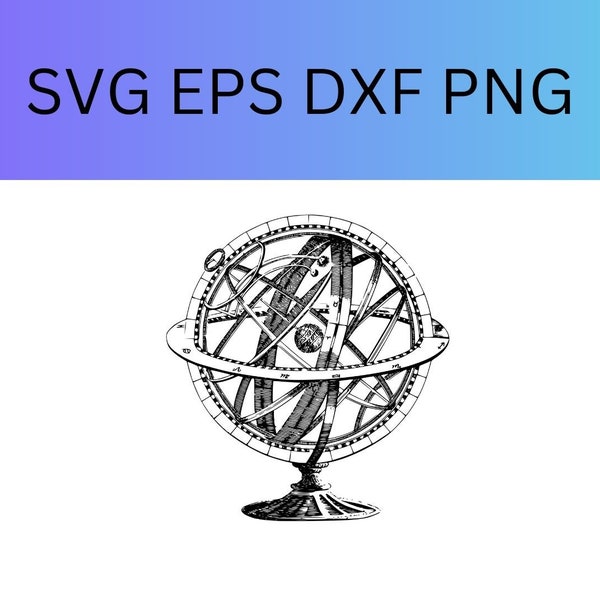 Armillary sphere Svg. Vector Cut file for Cricut, Silhouette, Png Eps Dxf, Decal, Sticker, Vinyl, Pin