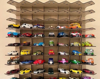 Toy Car Storage For 77 Cars Matchbox Car Storage 1:64 Car Shelf Wall Mounted Car Hotwheels Toy Car Display Case Digital product