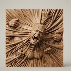 Parametric Wall Art: Wavy Wooden Decor, Face in Waves (Digital Download)