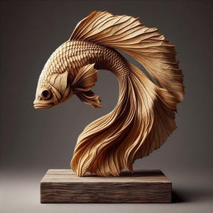 Golden Betta Fish stl  3d print file – Symbol of Prosperity, Flowing Home Decor
