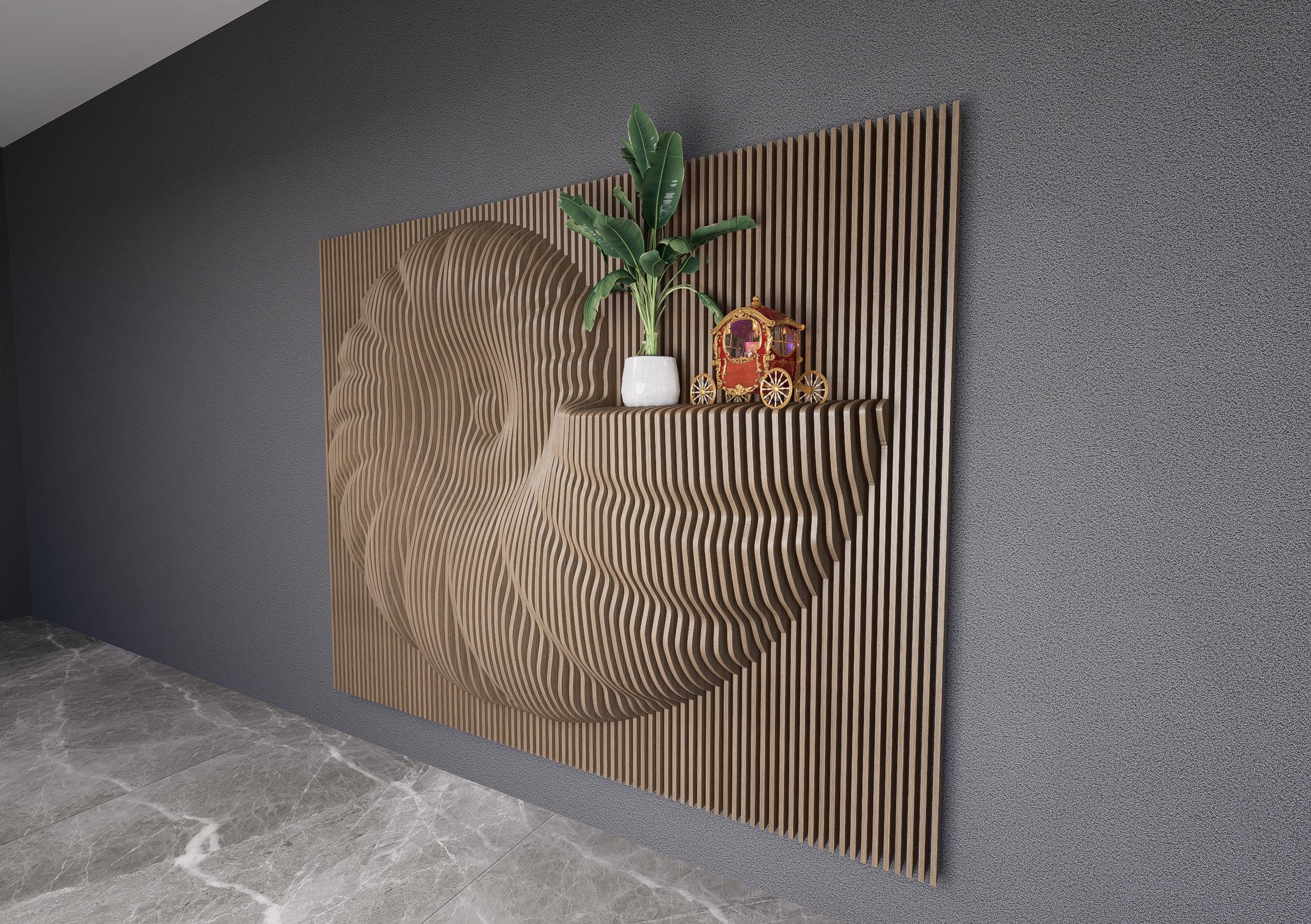 Wavy Wooden Wall Decor, Parametric Natilius Design (cnc/laser Cutting ...