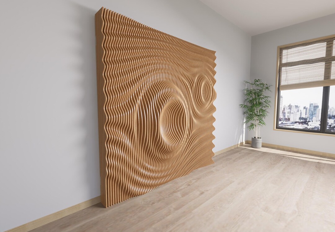 Parametric Wall Art/ Wavy Wooden Wall Decor / Face in Waves / Digital ...