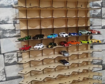Wooden Display Shelf for Collectible Cars - Toy Car Storage Organizer