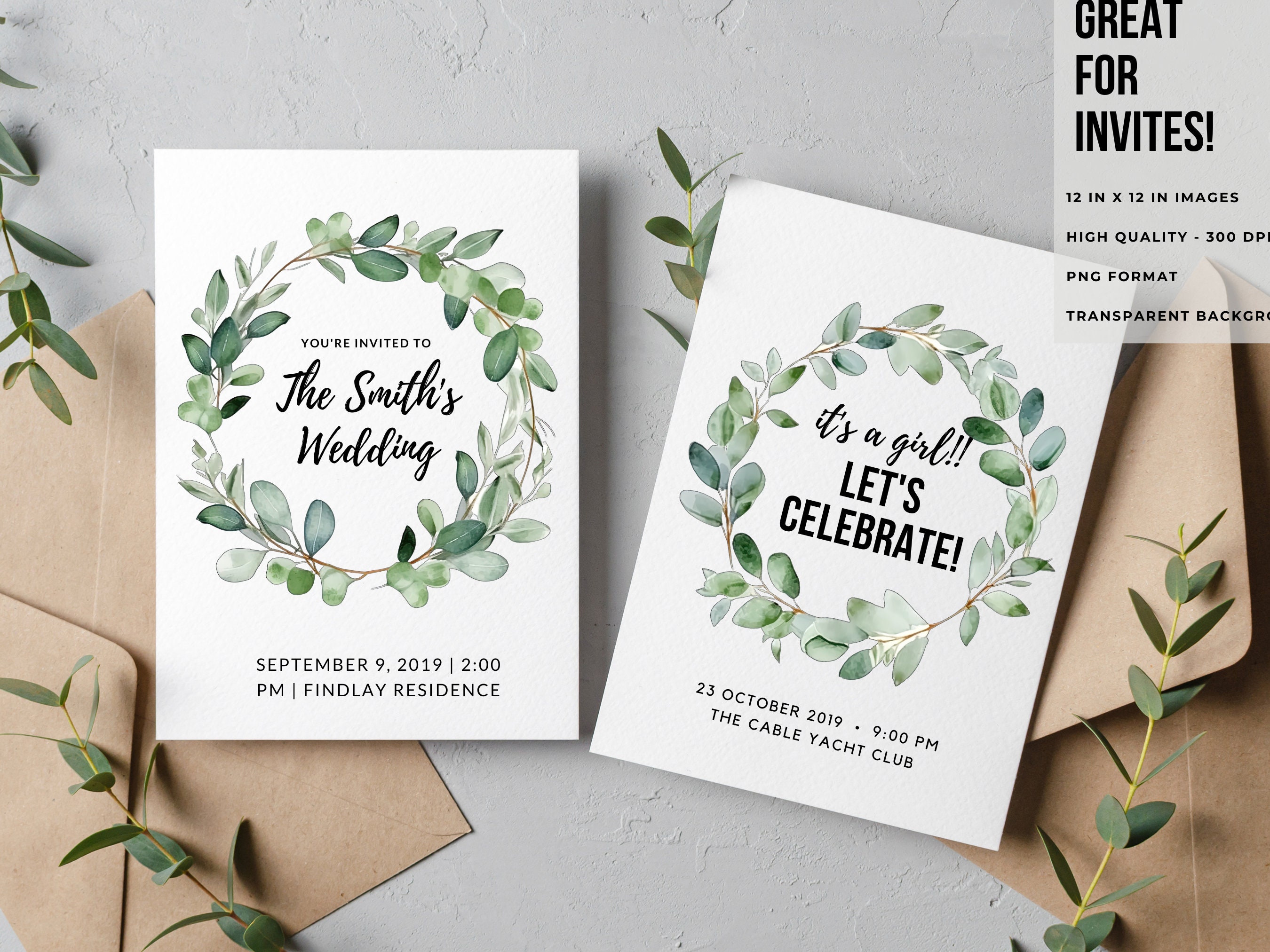 Eucalyptus Wreath Clip Art Pack 7 Designs Watercolor - Etsy