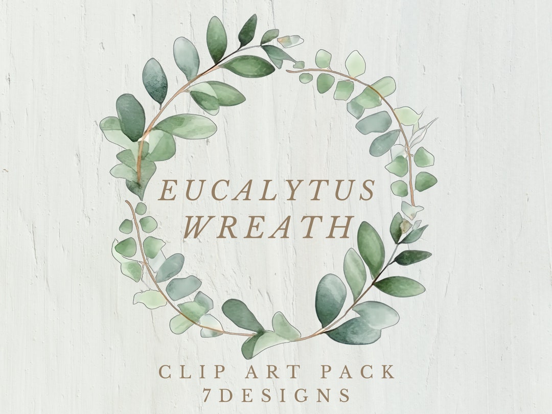 Eucalyptus Wreath Clip Art Pack 7 Designs Watercolor - Etsy