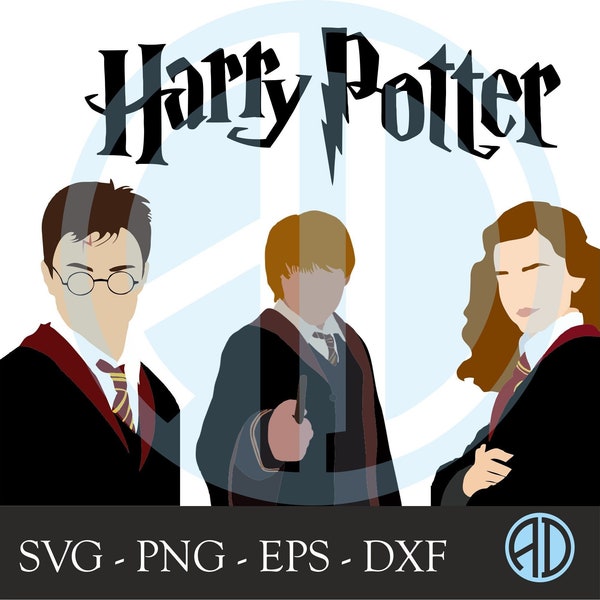 Har-ry Potter , Magic , Wizard Harry , Hermione , Ron Svg / Png / Dxf / Eps Digital Download