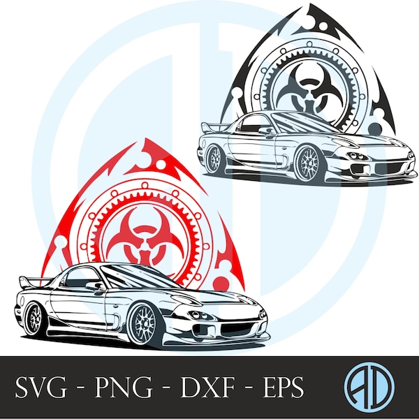 RX7, Car Svg, Sports car Svg, Super Car Svg, Jdm Car, Japan Car Design, Rx7 Design Svg /Png /Eps /Dxf Instant Download , Printable