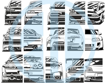 JDM LEGENDS 76 Files Svg Bundle / Supra Skyline RX7 Evo Wrx Sti Japan Cars Jdm Cars Svg / Png / Dxf / Eps Digital Download