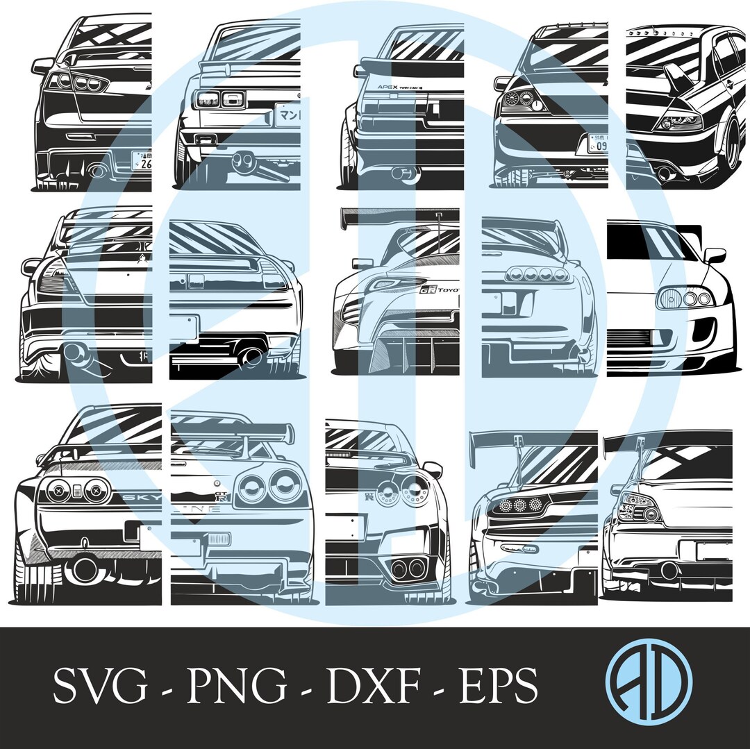 JDM LEGENDS 76 Dateien SVG Bundle / Supra Skyline RX7 Evo Wrx Sti Japan ...