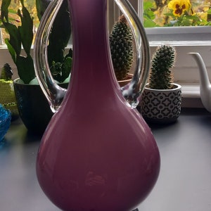 Antique blown glass amphora vase, by Polish glassworks Tarnowiec designed by Jerzy Słuczan Orkusz