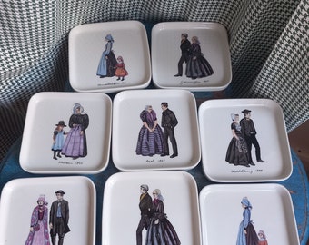 Lot of antique Villeroy & Boch square plates. Traditional Dutch costumes. Made in Luxembourg in the 1970s. Rare