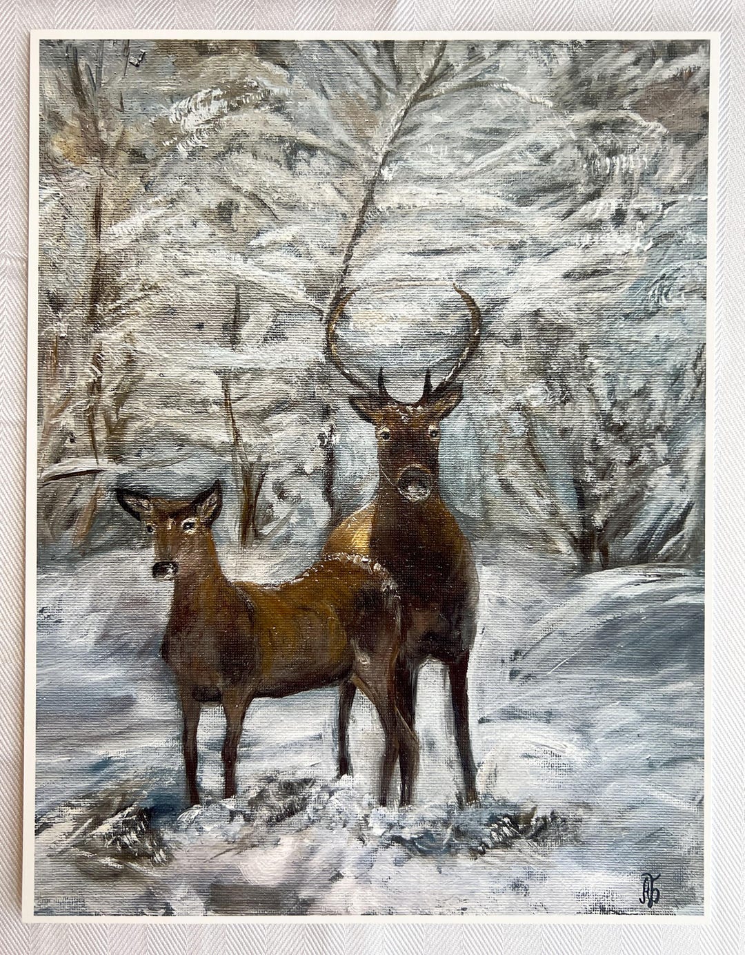 Winter Deer Print – Snowy Forest Art – Wildlife Wall Decor – Rustic ...