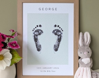 Personalised Pastel Coloured Baby Hand/Footprints Kit, New Baby Gift, Nursery Art, Baby Shower