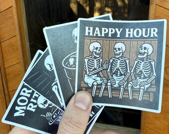 Cold Plunge and Sauna Skeleton Wellness Sticker Pack – Waterproof Vinyl 4 pack