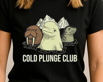 Funny Cold Plunge Club T-Shirt: Arctic Animals Graphic Tee for Wellness Enthusiasts & Ice Bathers