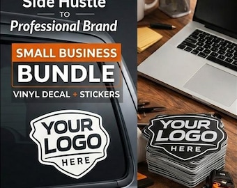 Personalized Small Business Vinyl Decal and Stickers Bundle – Custom Logo Branding