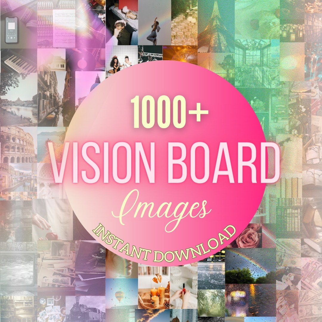 2024 Vision Board Kit Complete Ultimate Bundle Inspirational Dream Board  Motivational Mood Board Positive Goal Board Grey Color Printable 