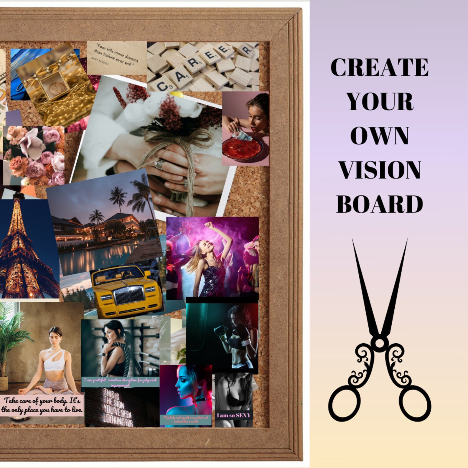 Glow up Vision Board Bundle: Printable Words and Photos, Inspirational ...