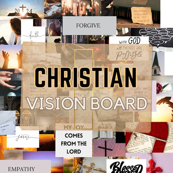 Christian Vision Board Kit, Prayer Vision Board Printable,Vision Board For Church Prayer