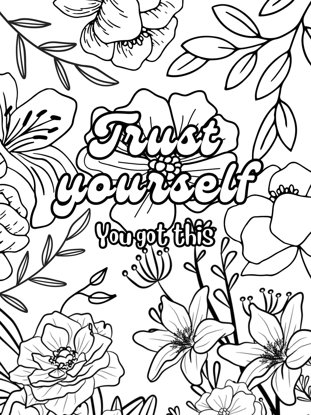 Trust Yourself Coloring Selfcare Coloring Etsy