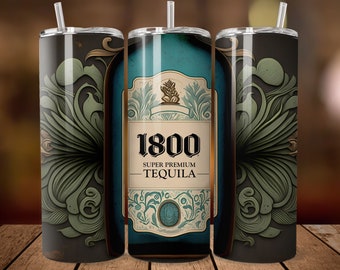Vintage 1800 Tequila Tumbler Wrap | Unique Skinny Tumbler Design (JPG Download)