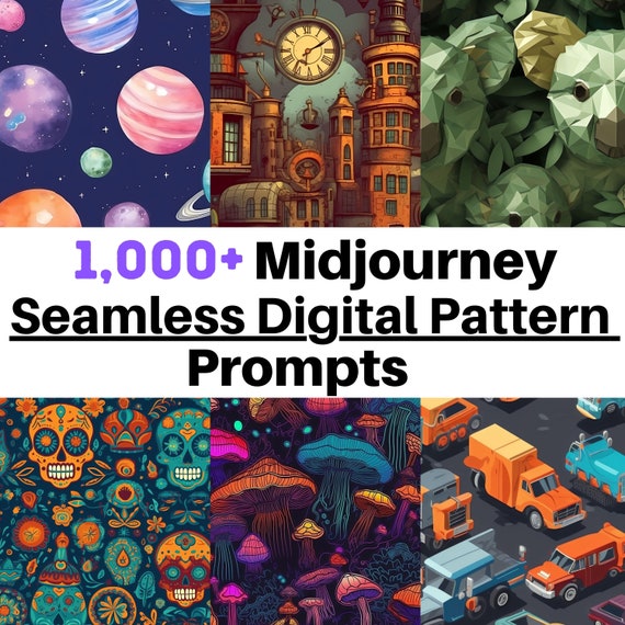 1000 Unique Midjourney prompts for seamless digital patterns, AI Art Prompts across 10 Categories, Immediate Digital Download - ChatGTP
