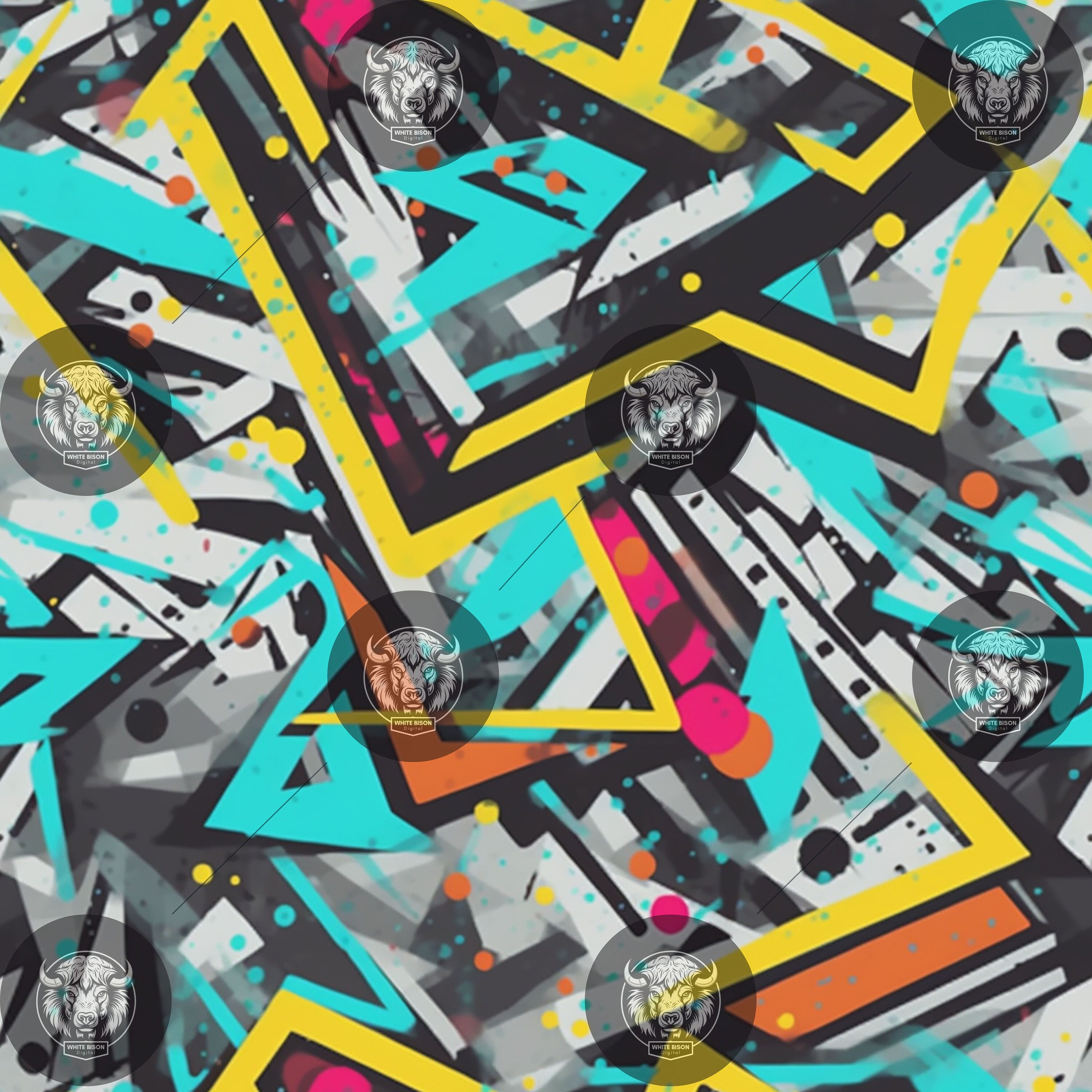 Geometric Graffiti Seamless Patterns: Urban Art, 14 JPG Designs ...