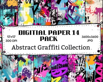 Abstract Graffiti Patterns: 14 Seamless Urban Designs (Digital Download)
