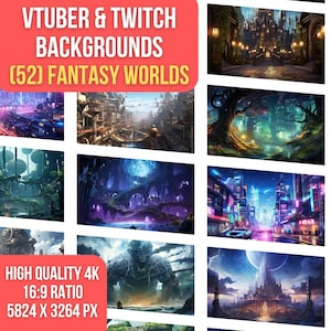 50 Vtuber Hintergrund Fantasy Themed | Virtuelle Hintergründe | Vtuber Fantasy Bündel | Twitch Hintergrund | Sofort Download