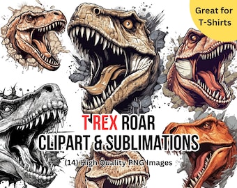 T-Rex Roar | Dinosaurier Clipart | Dinosaurier T-Shirt Motiv | Sublimationsdruck | T-Rex Bild | Dinosaurier PNG