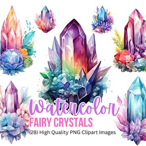 Watercolor Fairy Crystals | Crystal PNG | Pastel Crystals | Magic Crystal Clipart | Instant Download