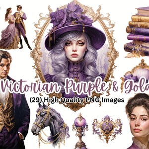 Maak prachtige Junk Journal-kunst met Victoriaanse paarse en gouden clipart