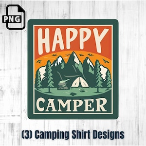 Sublimação de camisa de acampamento do campista feliz | Sublimação Campista | Camisa de acampamento | Trailer de viagem | Campista feliz | Acampamento PNG | Presente de acampamento