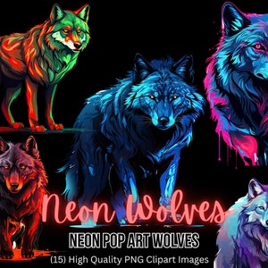 Wild Wolf Clipart Bundle - Colorful Outdoor Theme - Digital PNG Files
