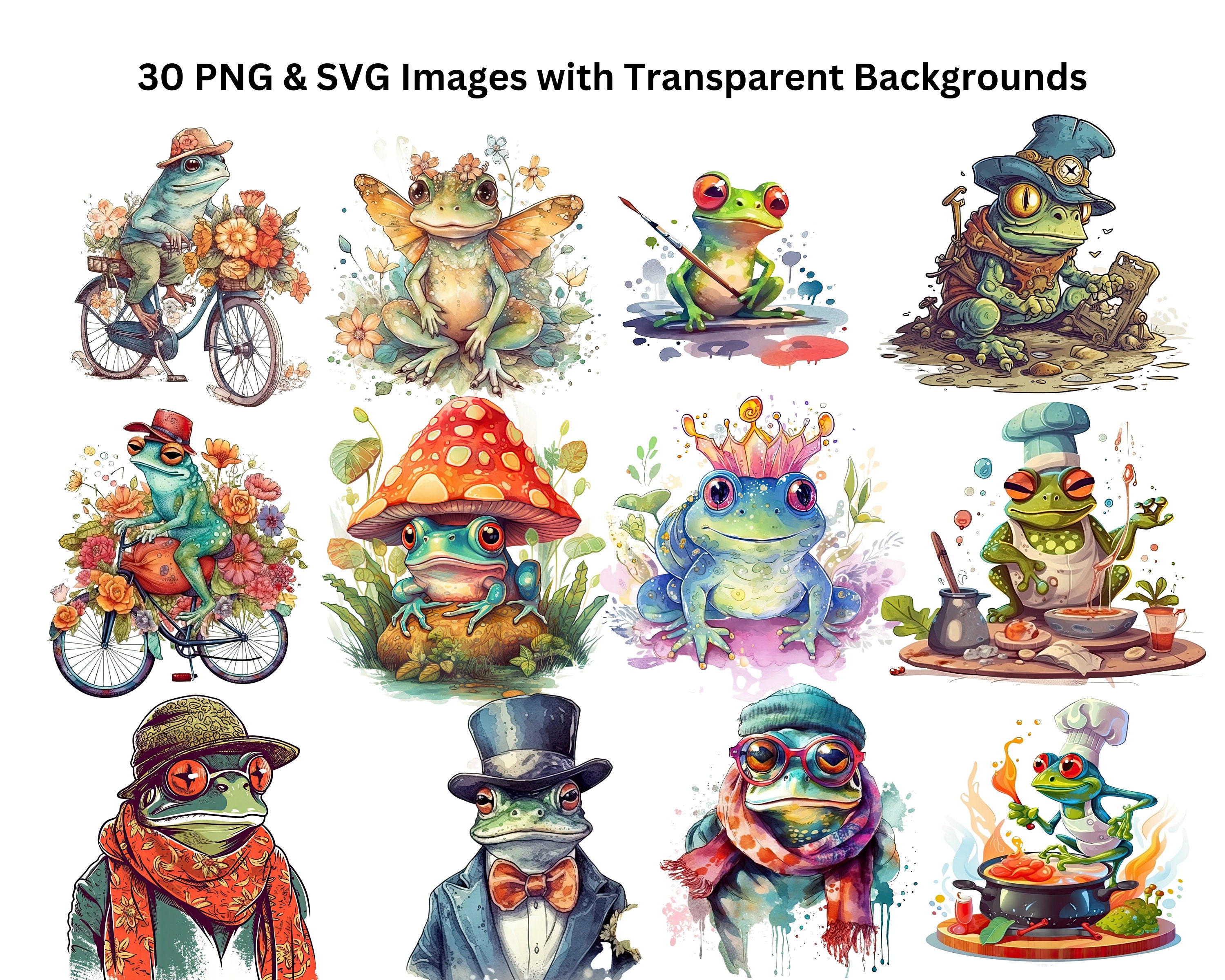 Funny Frogs SVG Frog PNG Frog Stickers Digital Digital Stickers - Etsy