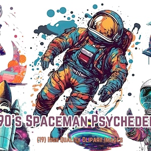 Clipart, Astronaut, 1990, Psychedelia, Psychedelia Stil, Clipart, Clip Art, Space Shuttle, Clipart, Mond, ClipArt, Space Stations, Clipart, Clip Art, Space Ship, Clipart