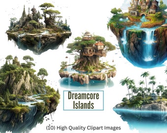 Fantasy Art Island Clipart Island Waterfall Clipart Surreal Fantasy Art Clipart Floating Island PNG Island Art
