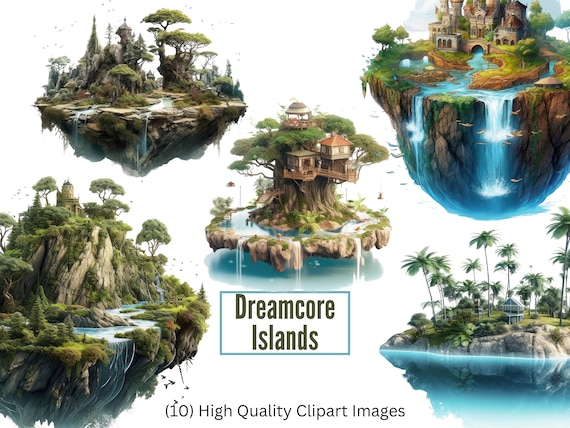 Fantasy Art Island Clipart Island Waterfall Clipart Surreal Fantasy Art Clipart Floating Island PNG Island Art